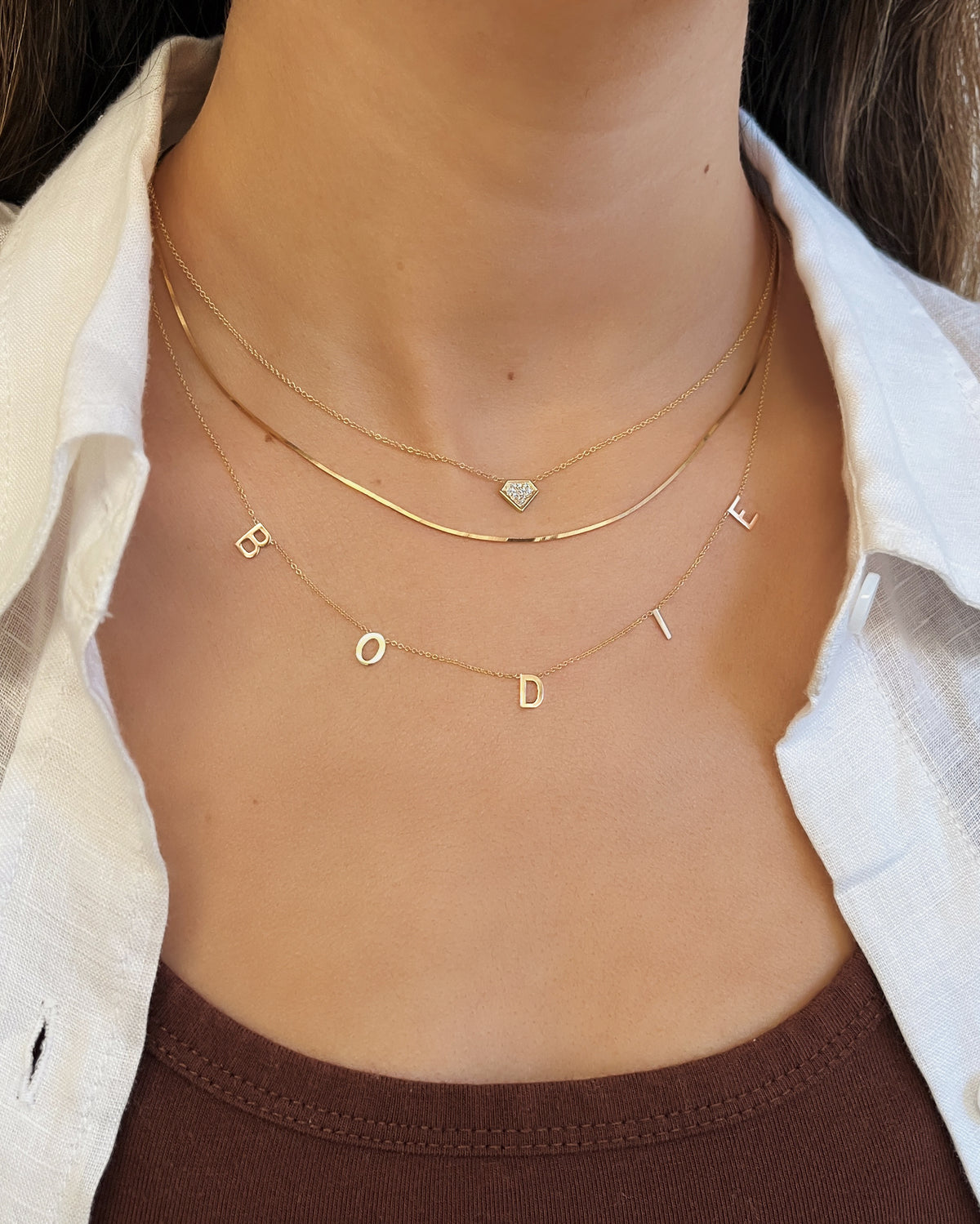 Diamond Shaped Diamond Pave Necklace