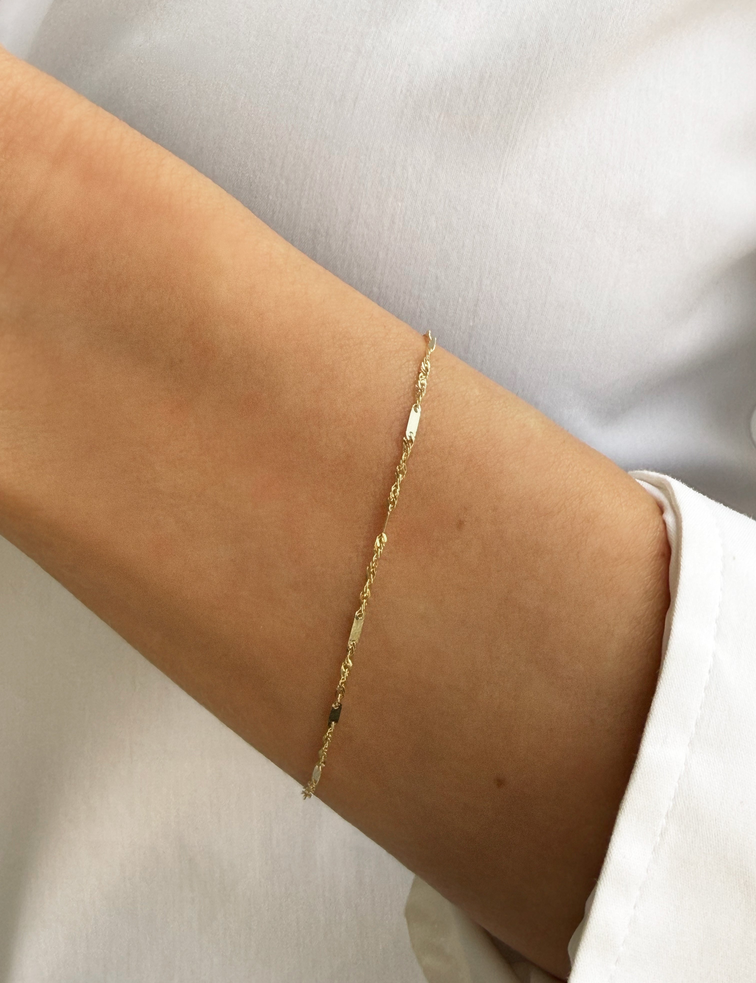 14k Mini Twisted Segmented Bracelet Chains Zoe Lev Jewelry