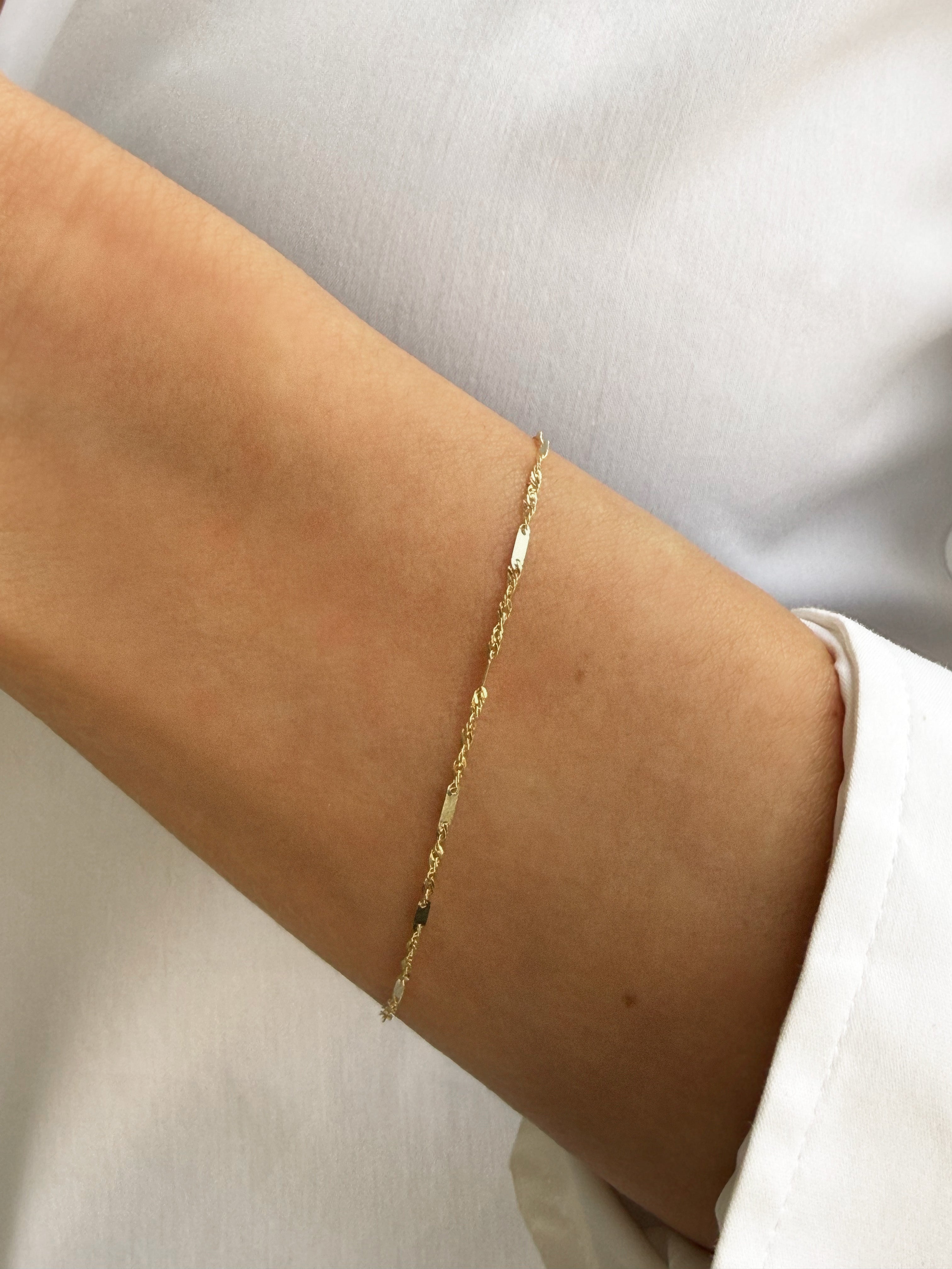 14k Mini Twisted Segmented Bracelet Chains Zoe Lev Jewelry