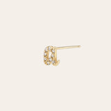 Mini Diamond Script Initial Stud Earrings Personalized Zoe Lev Jewelry 14K Yellow Gold Single