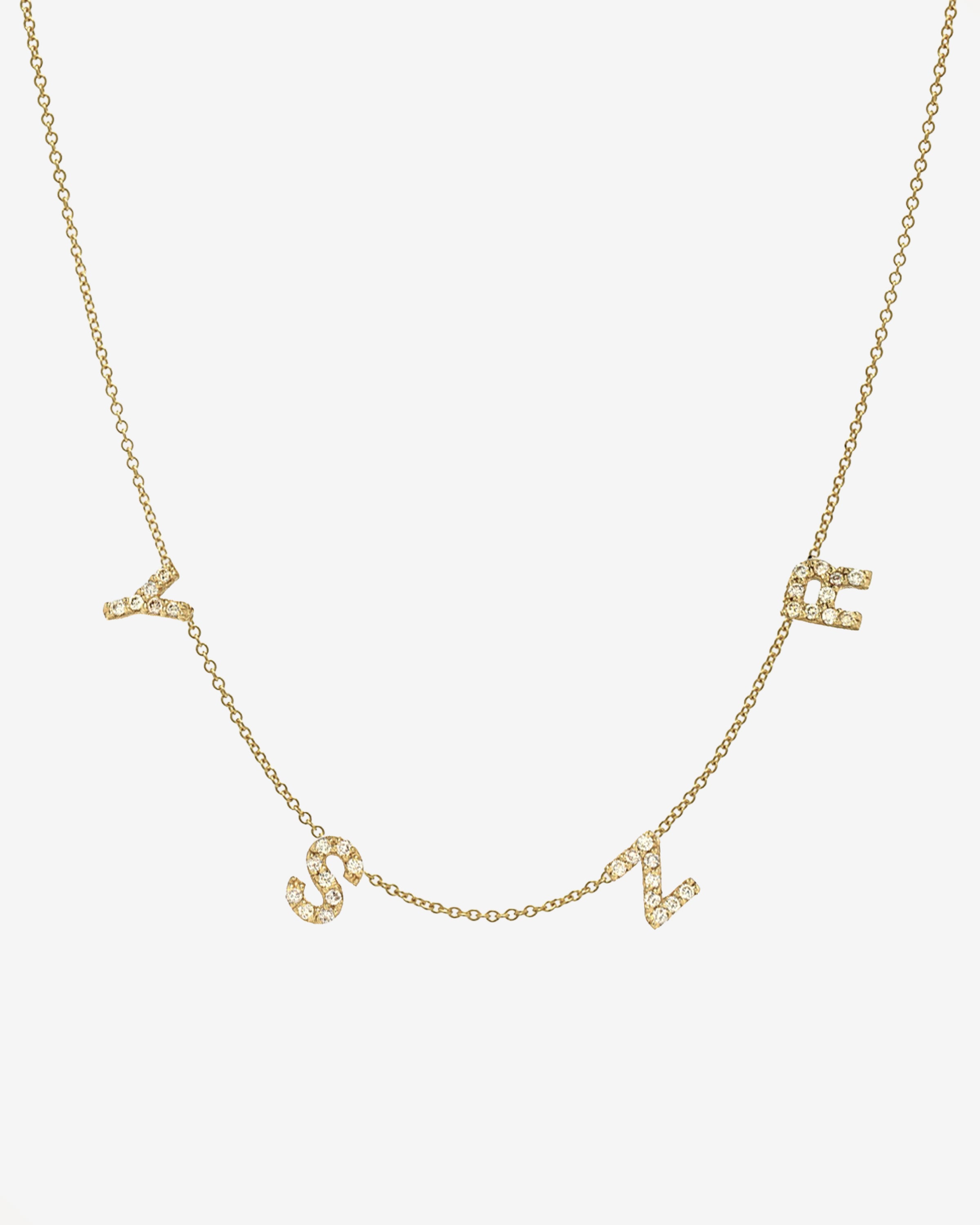 Mini Diamond Spaced Initial Necklace Personalized Zoe Lev Jewelry