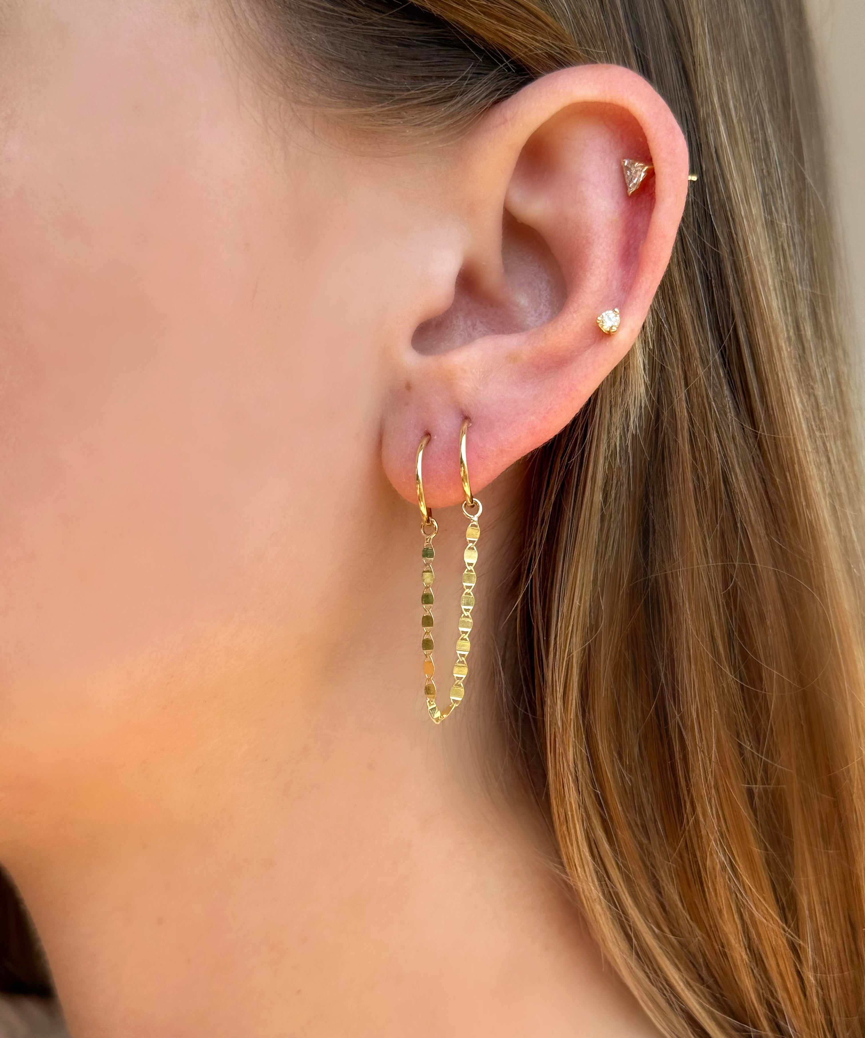 14k Gold Mirror Ear Chain Accessories Zoe Lev Jewelry