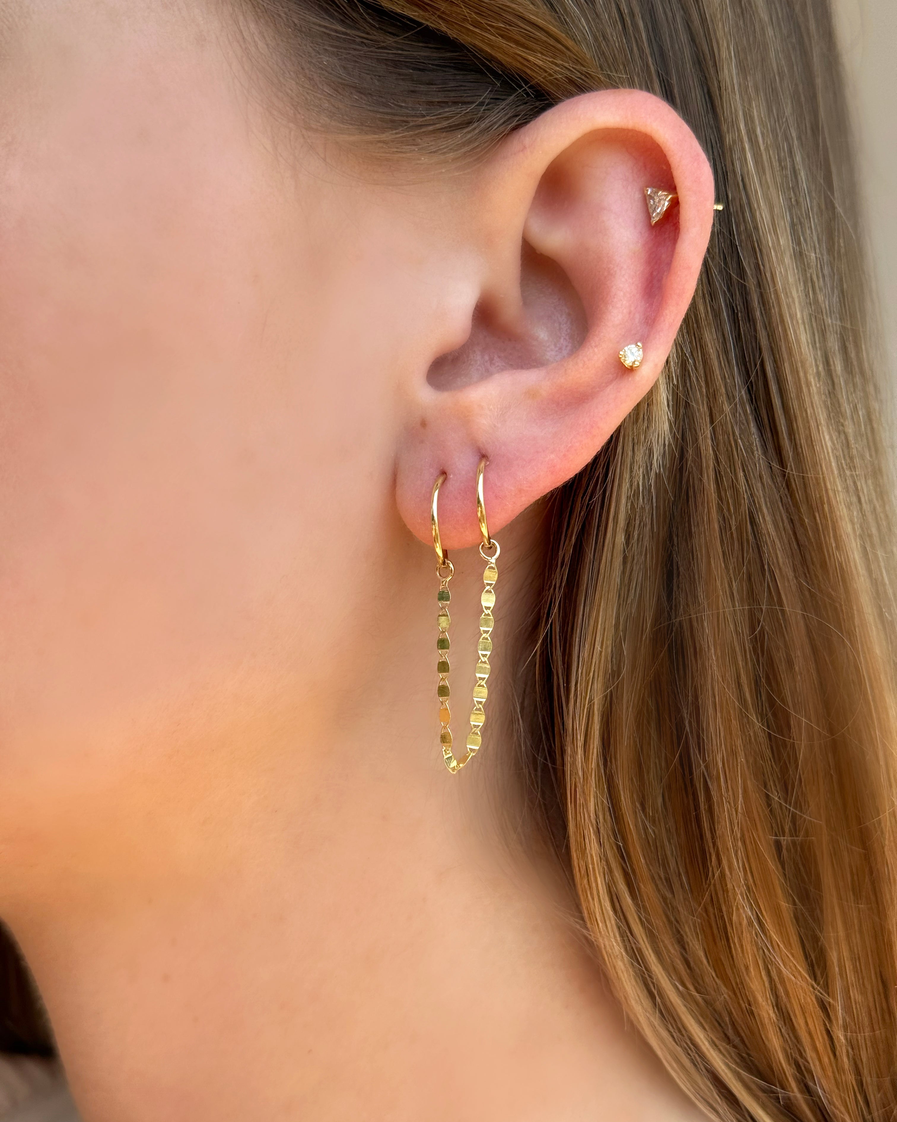 14k Gold Mirror Ear Chain Accessories Zoe Lev Jewelry