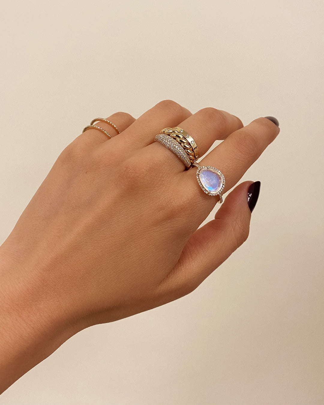 Diamond Moonstone Ring Zoe Lev Jewelry