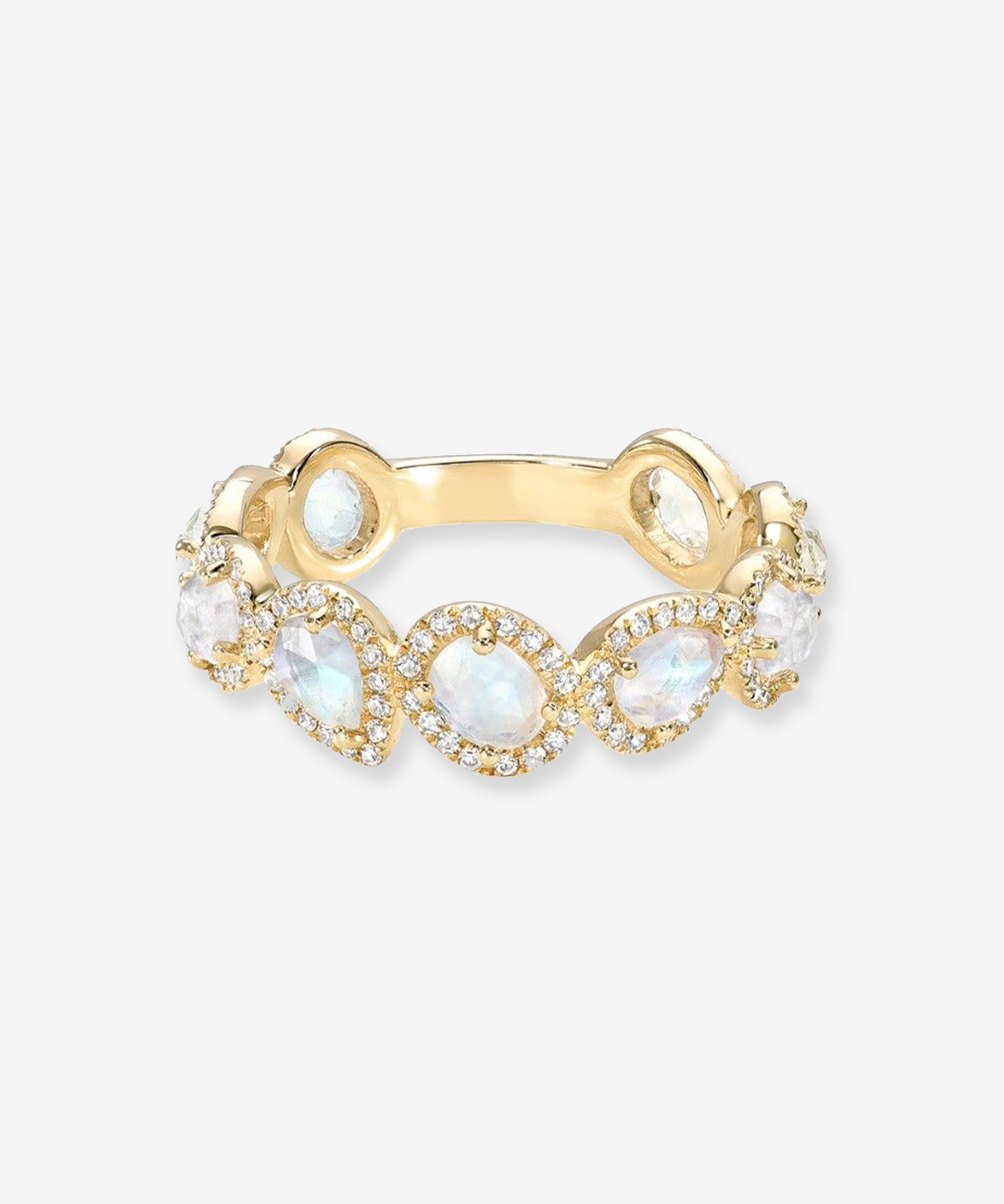 Multiple Moonstone and Diamond Band Zoe Lev Jewelry