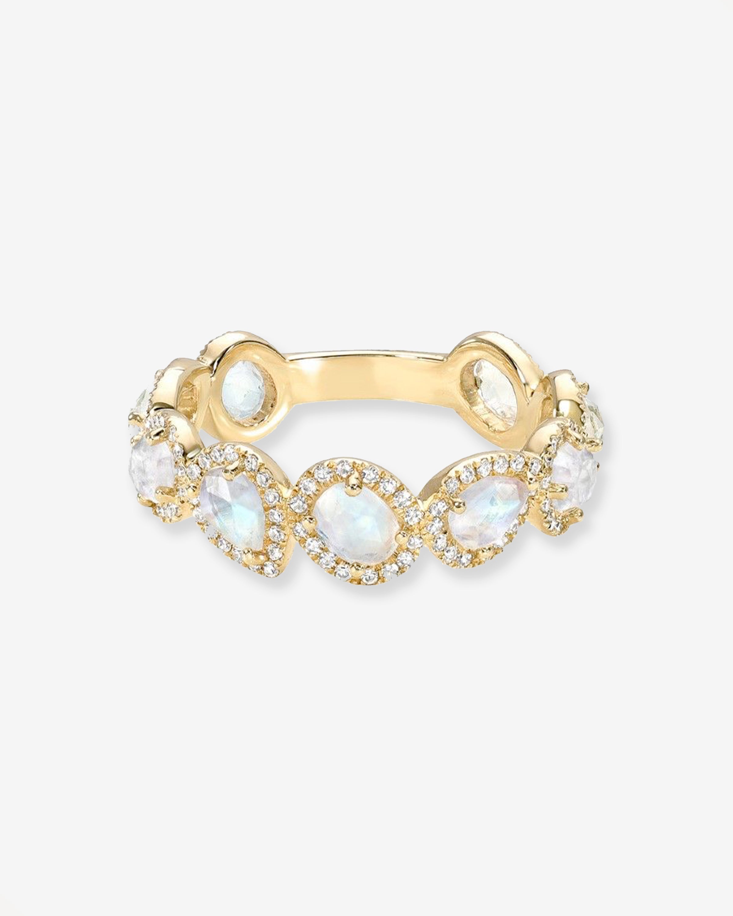Multiple Moonstone and Diamond Band Zoe Lev Jewelry