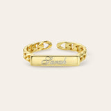 Name Plate Cuban Link Ring Vermeil Zoe Lev Jewelry