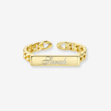 Name Plate Cuban Link Ring Vermeil Zoe Lev Jewelry