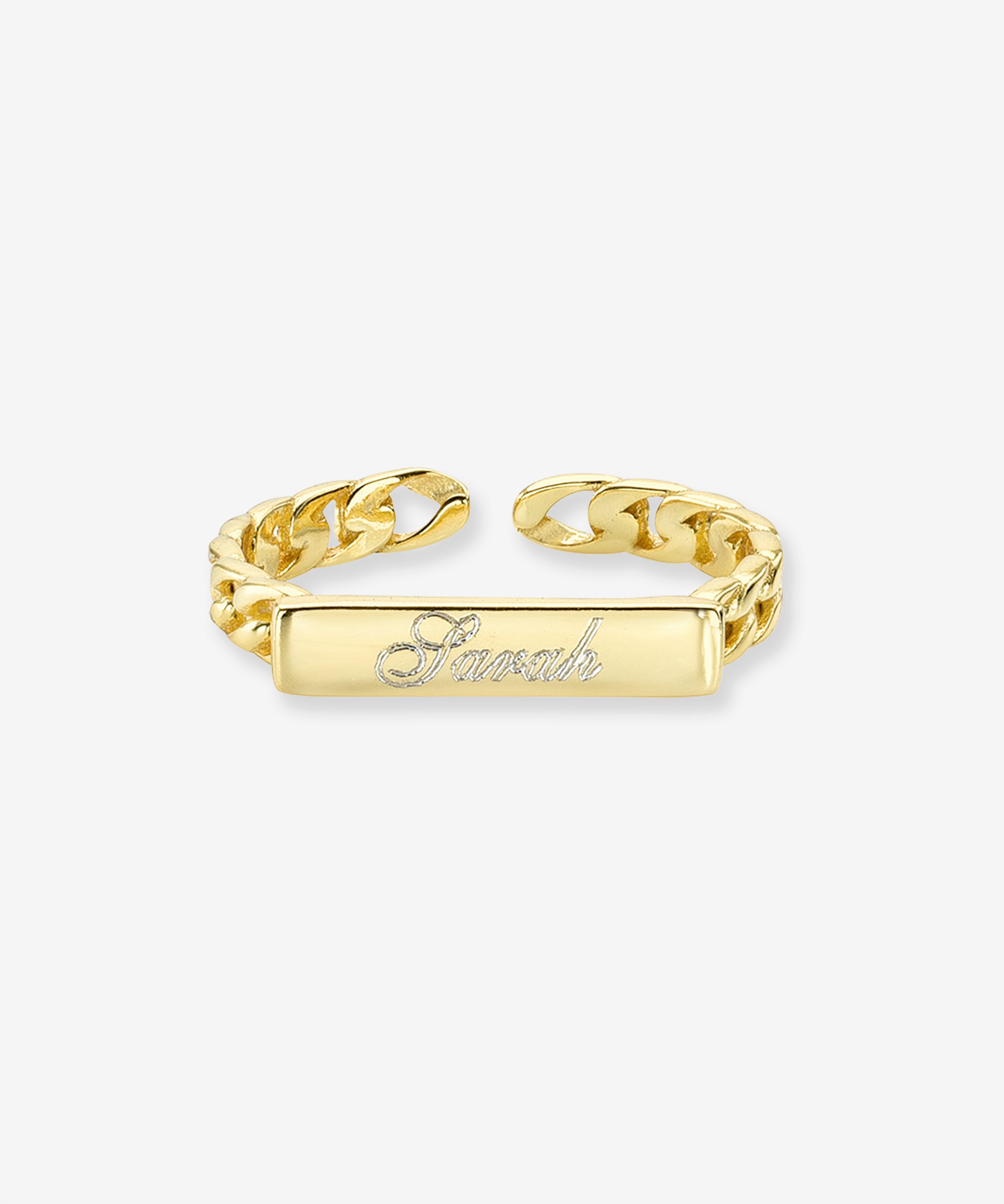 Name Plate Cuban Link Ring Vermeil Zoe Lev Jewelry