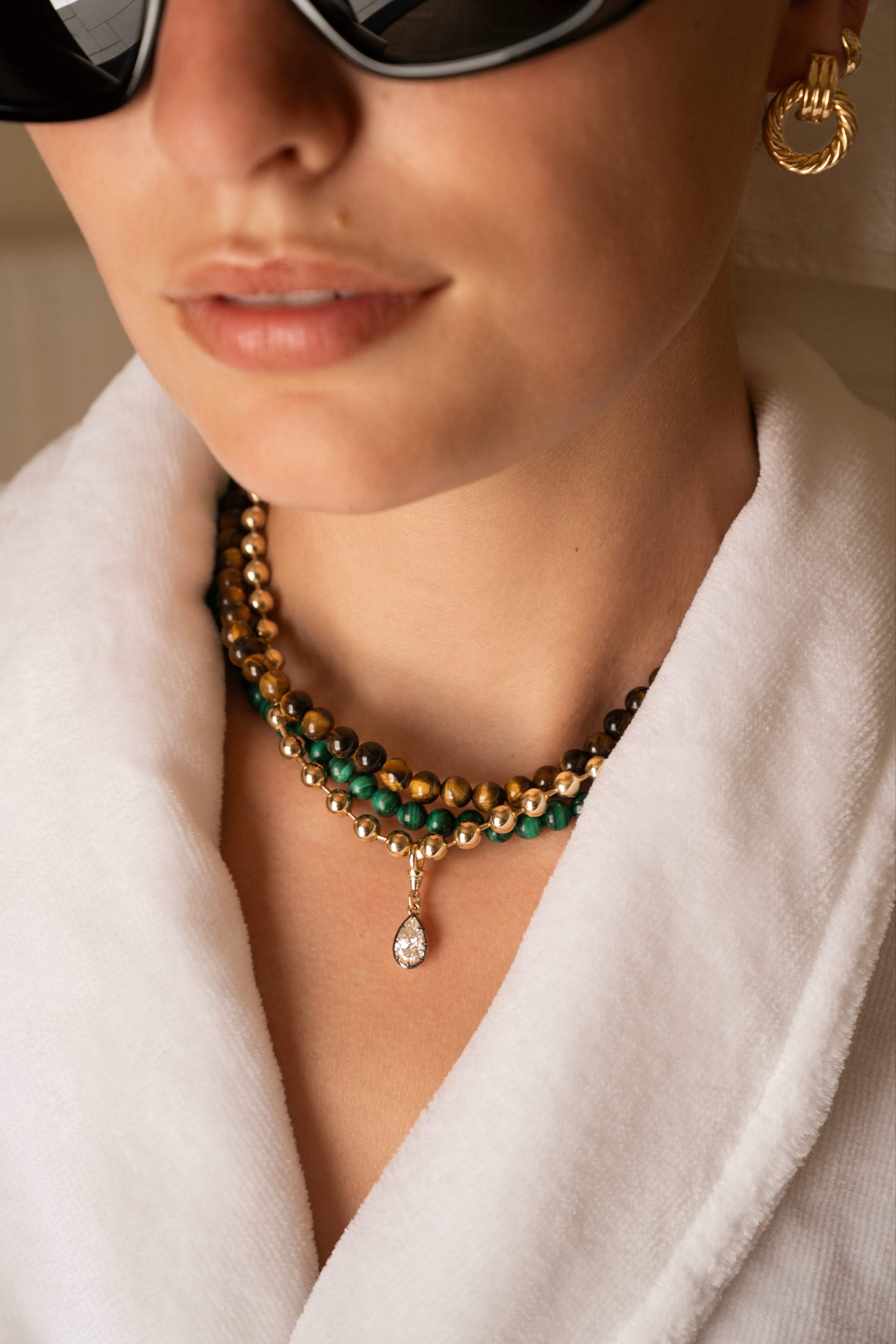 14K Large Natural Beaded Necklace Personalized Zoe Lev Jewelry