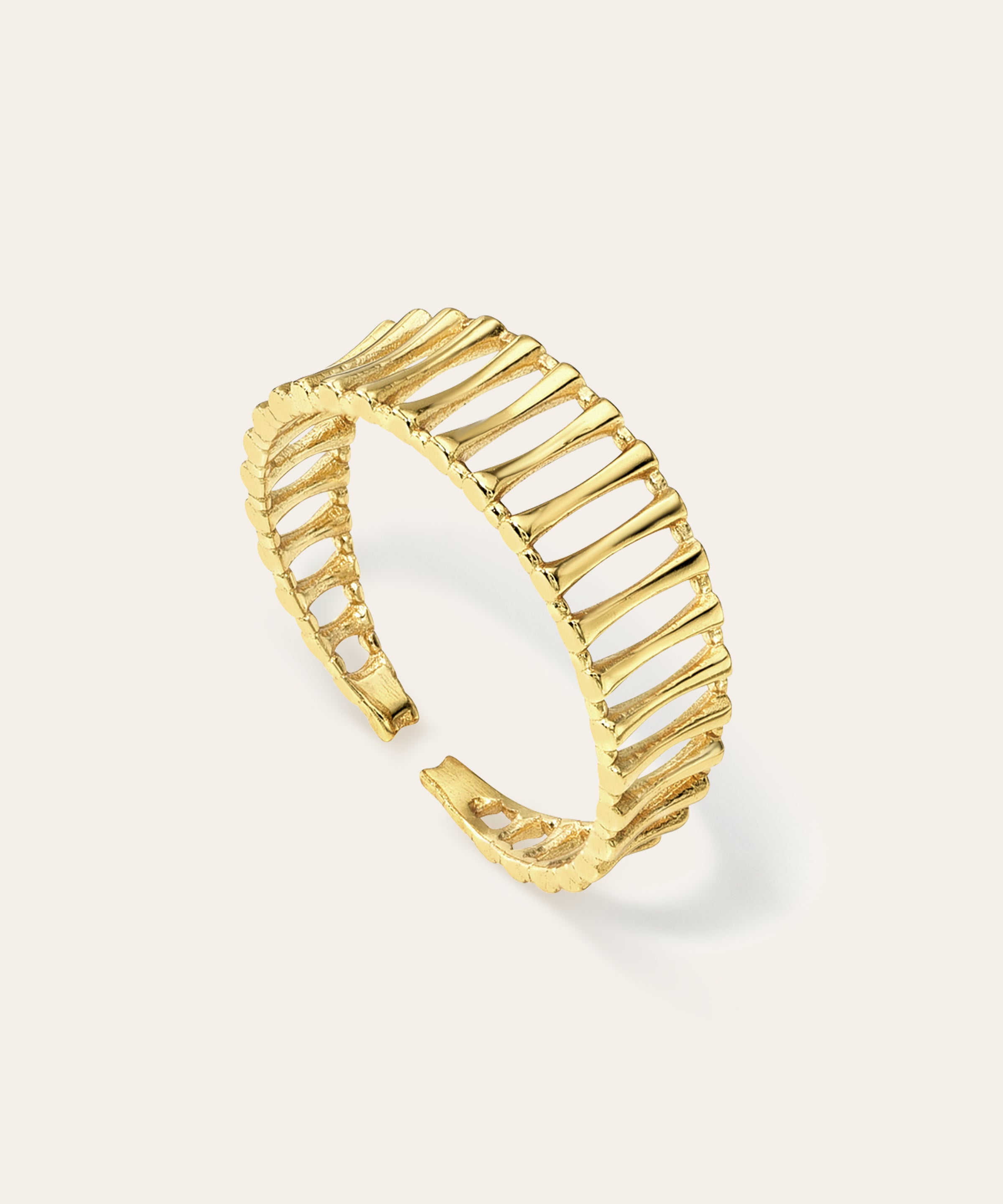 Open Ribbed Dome Ring Vermeil Zoe Lev Jewelry