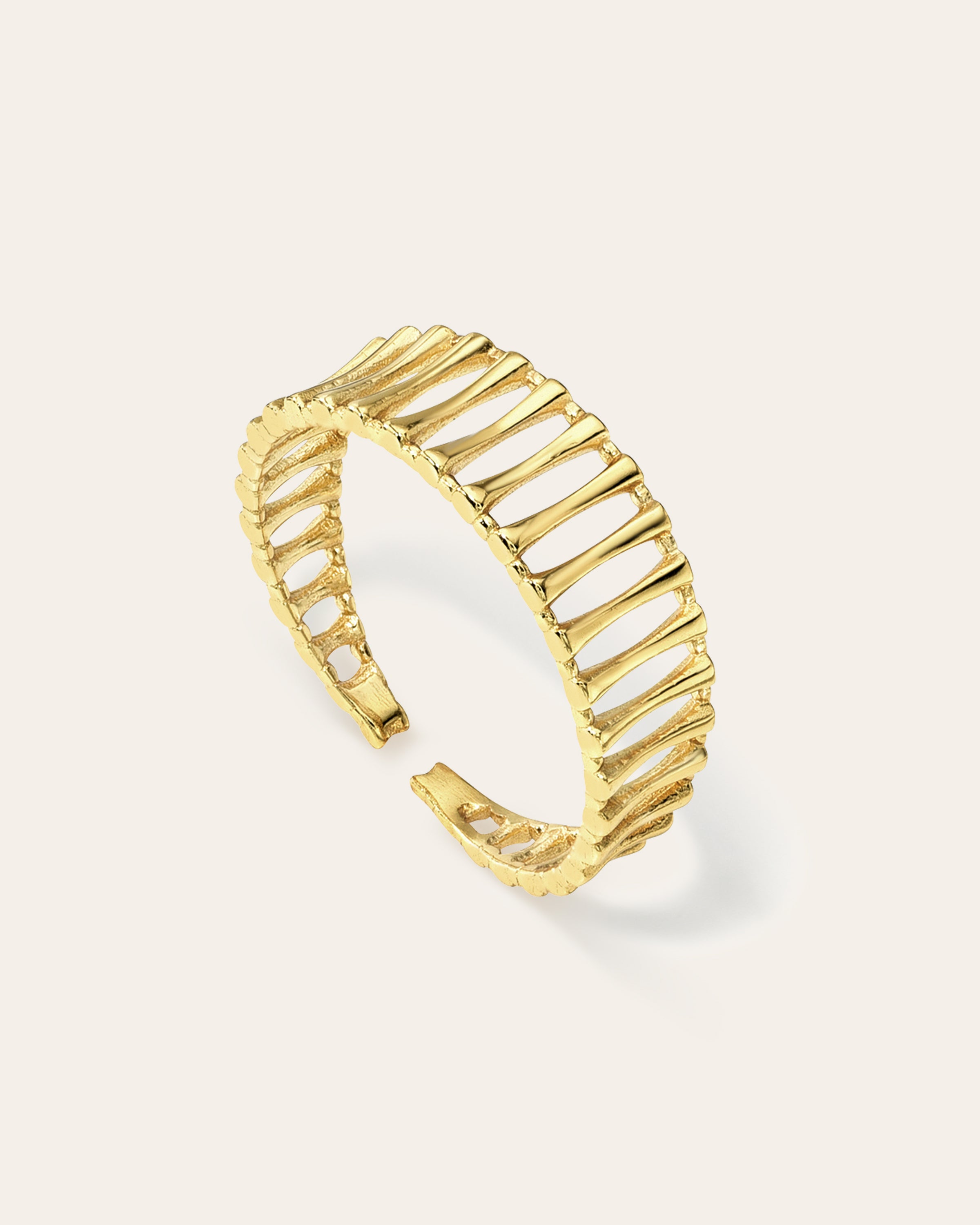 Open Ribbed Dome Ring Vermeil Zoe Lev Jewelry