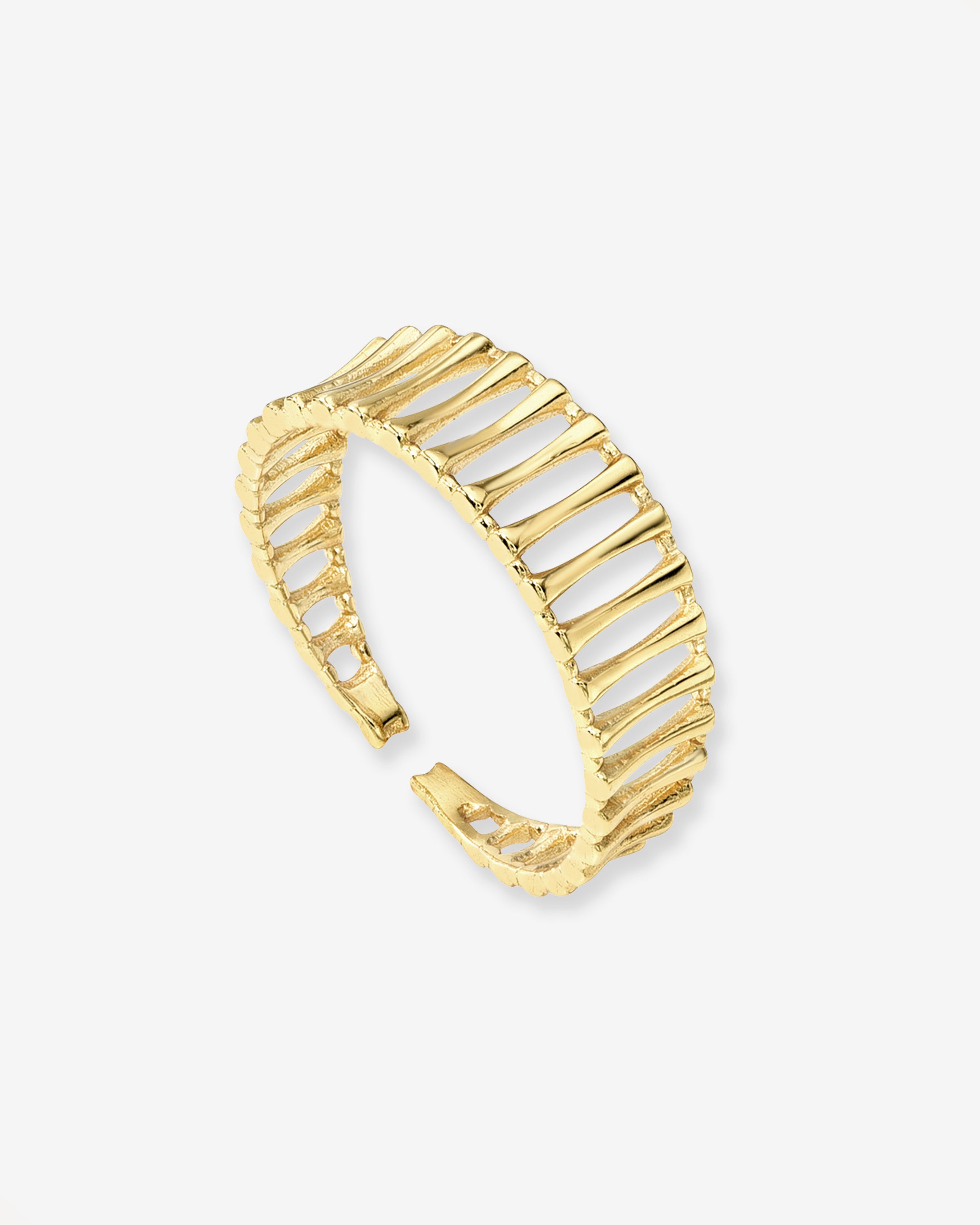 Open Ribbed Dome Ring Vermeil Zoe Lev Jewelry