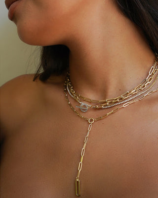 14k Gold Large Open Link Chain with Diamond Toggle Necklace