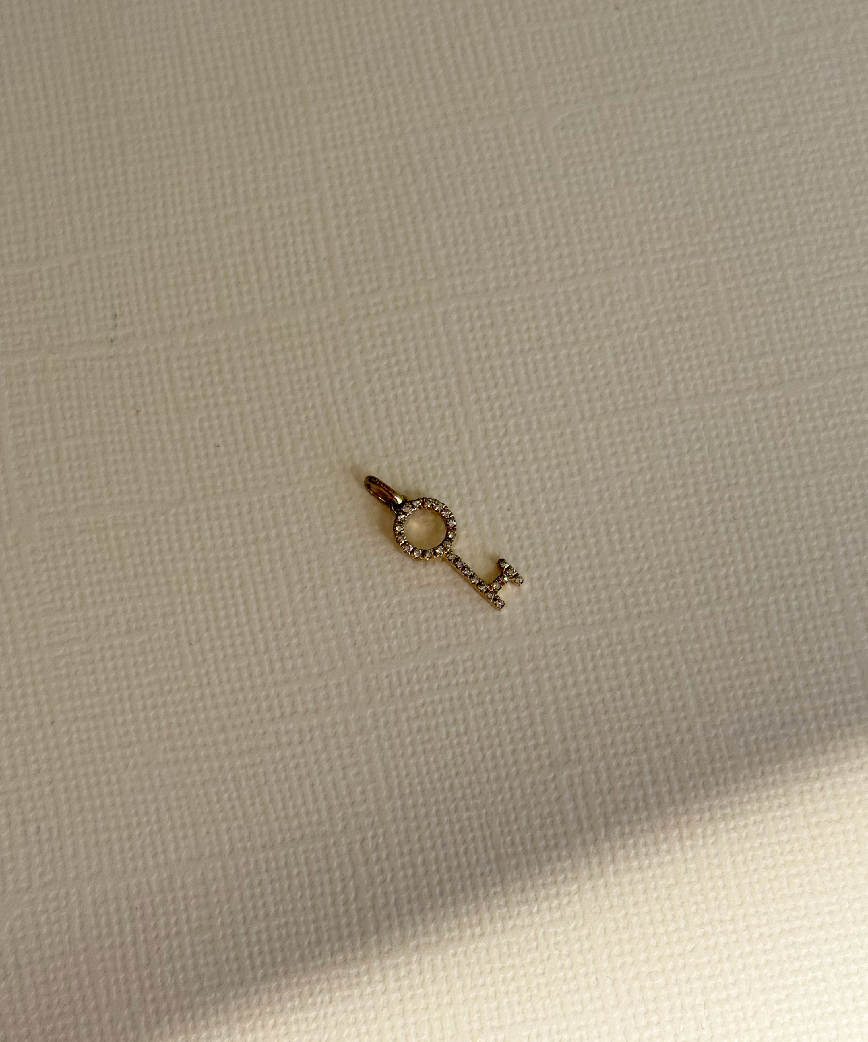 Pave Diamond Key Charm SAMPLE SALE Zoe Lev Jewelry