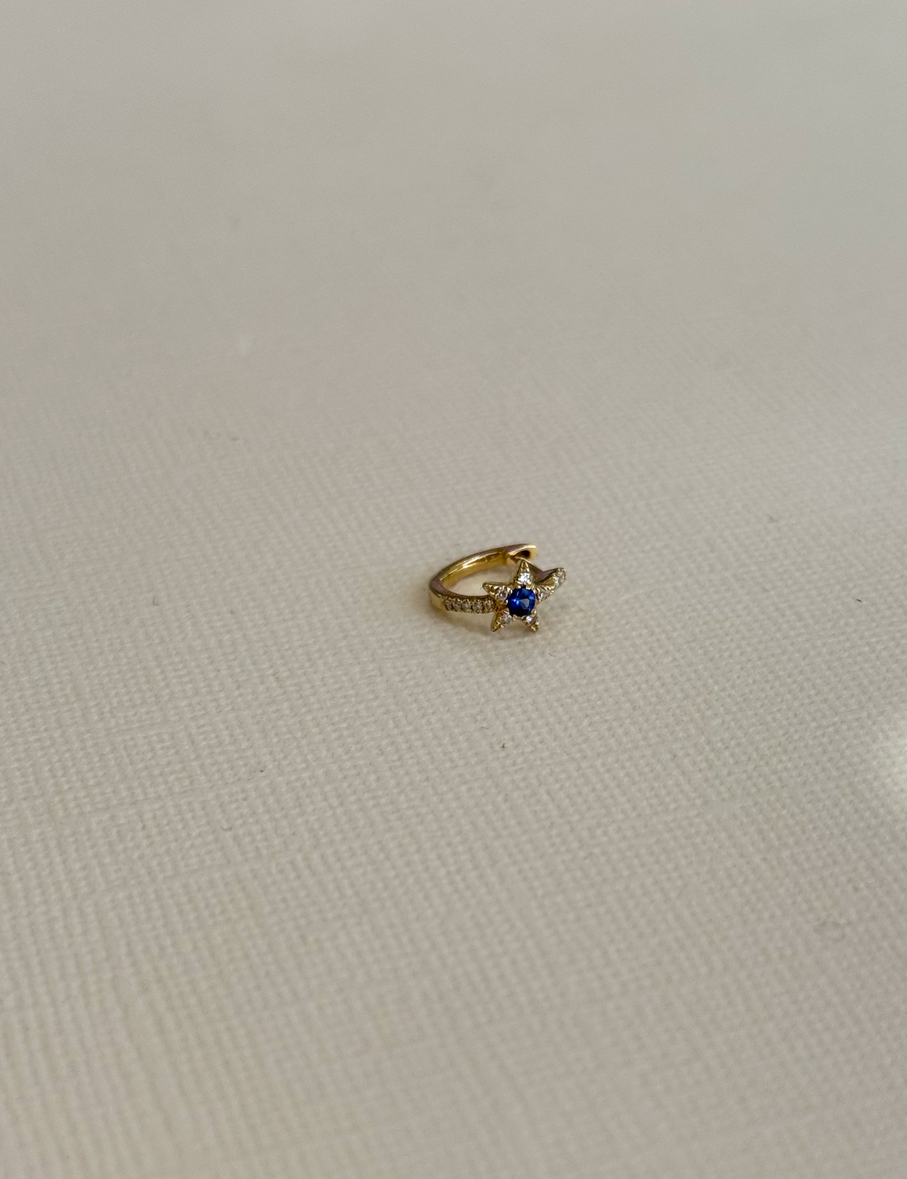 Pave Diamond Star Huggie with Blue Sapphire - Single SAMPLE SALE Zoe Lev Jewelry