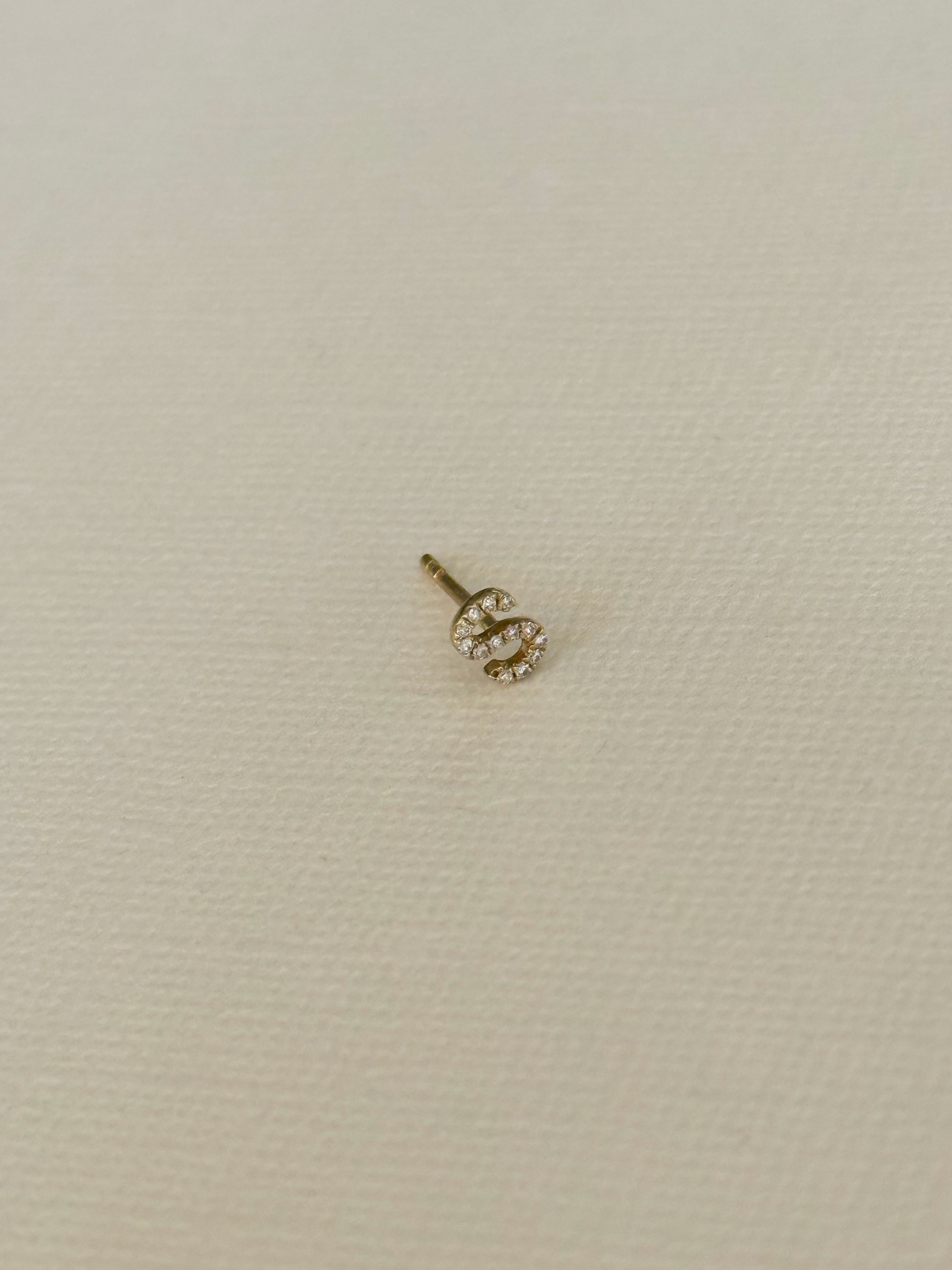 Pave Diamond Initial 'S' Stud - Single SAMPLE SALE Zoe Lev Jewelry