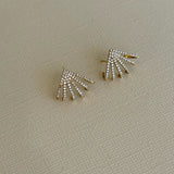 Pave Diamond Fan Studs - Pair SAMPLE SALE Zoe Lev Jewelry