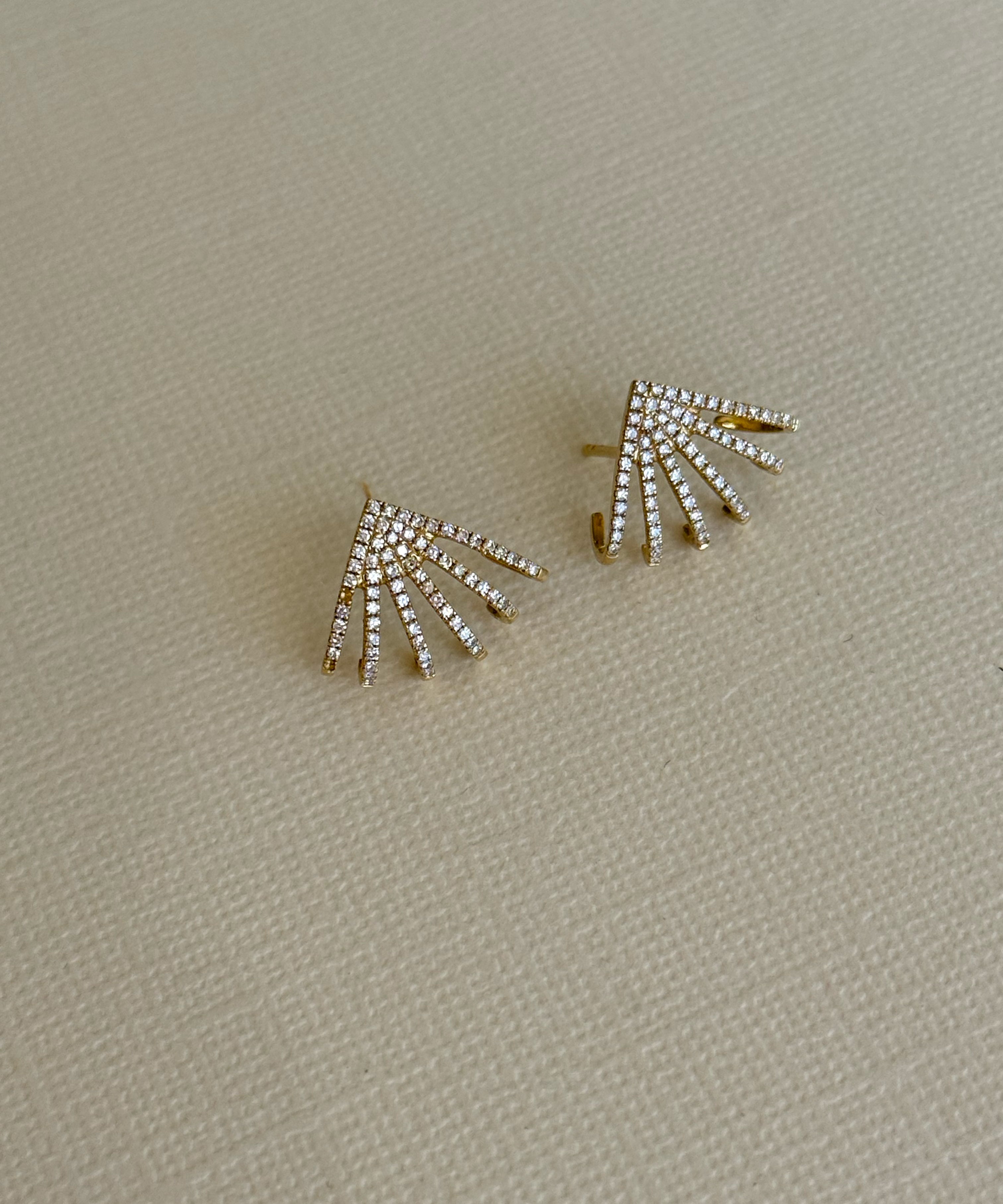 Pave Diamond Fan Studs - Pair SAMPLE SALE Zoe Lev Jewelry