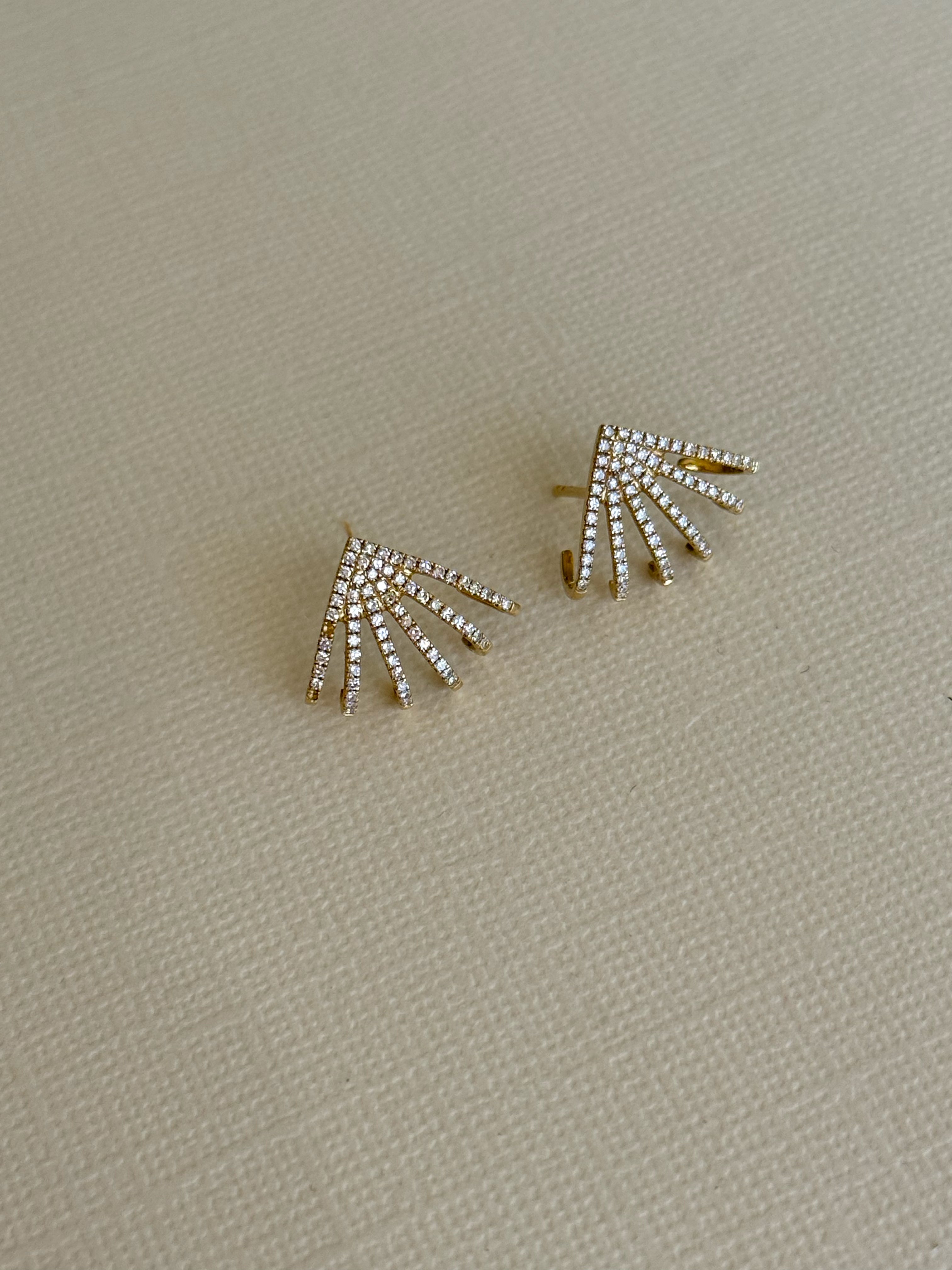Pave Diamond Fan Studs - Pair SAMPLE SALE Zoe Lev Jewelry