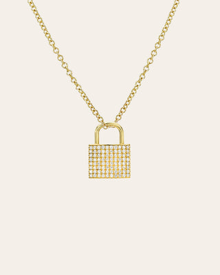 Pave Diamond Lock Necklace