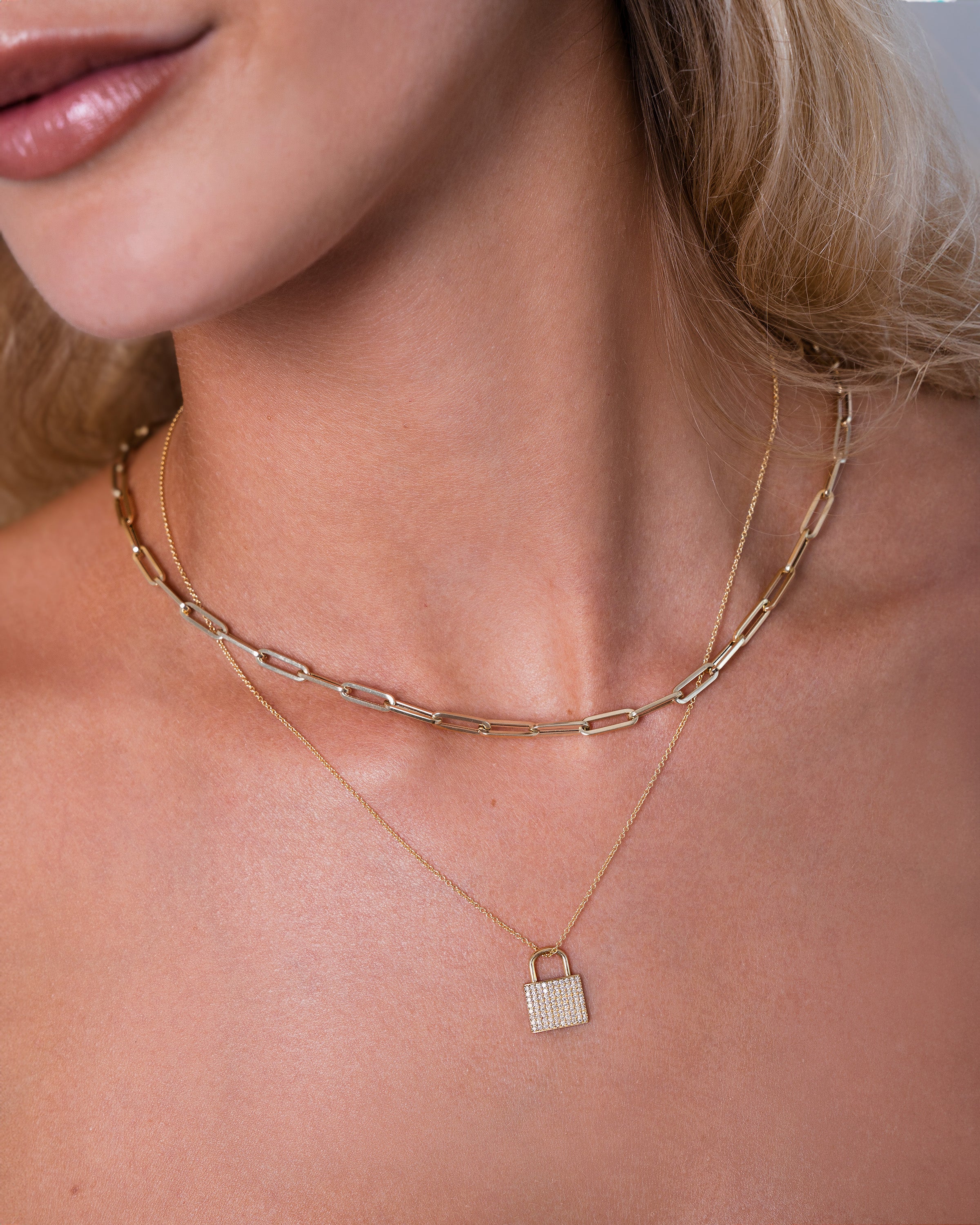 Pave Diamond Lock Pendant SAMPLE SALE Zoe Lev Jewelry