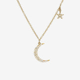 Pave Diamond Moon and Star Necklace Zoe Lev Jewelry