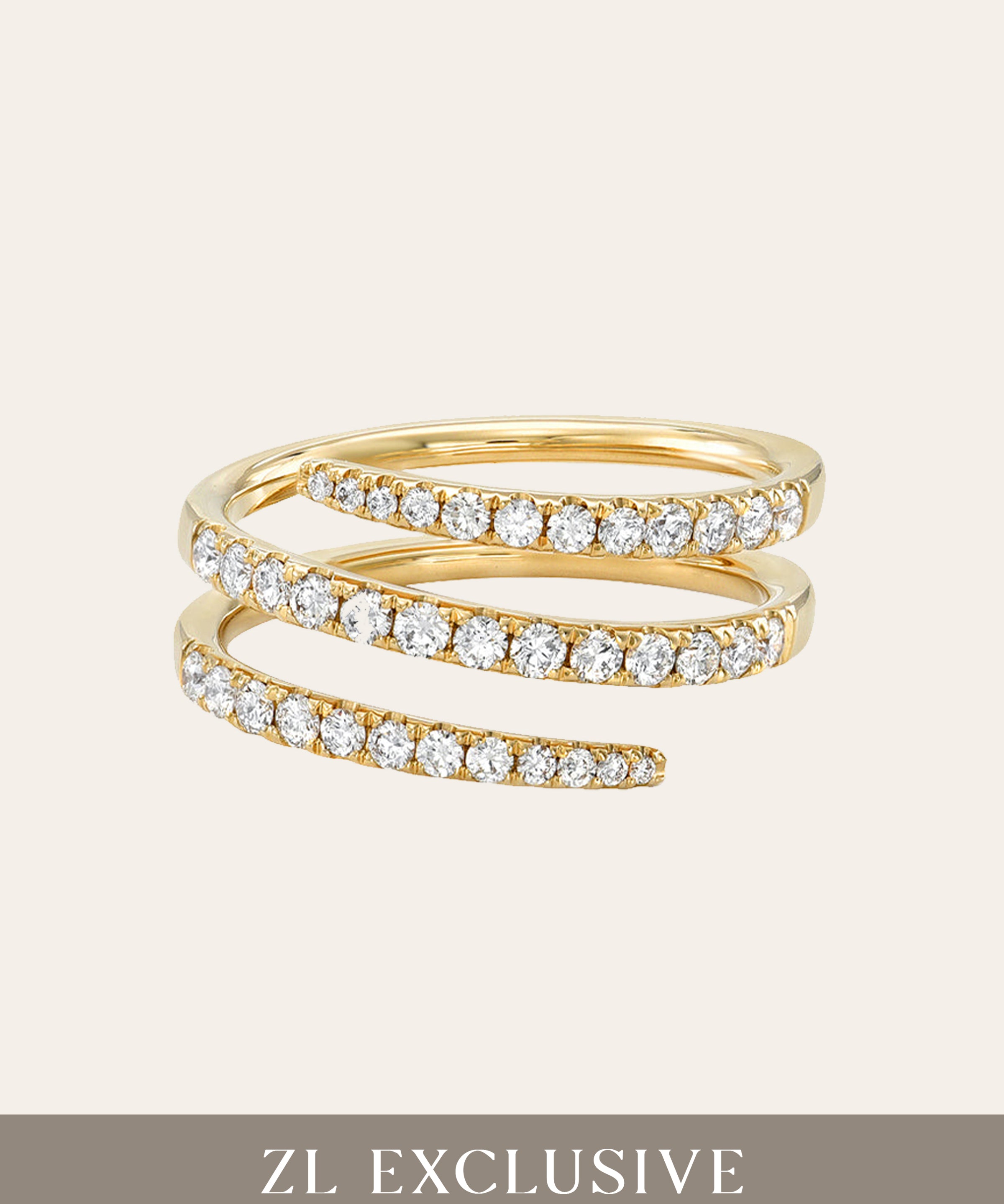 Pave Diamond Spiral Ring - Size 7 SAMPLE SALE Zoe Lev Jewelry