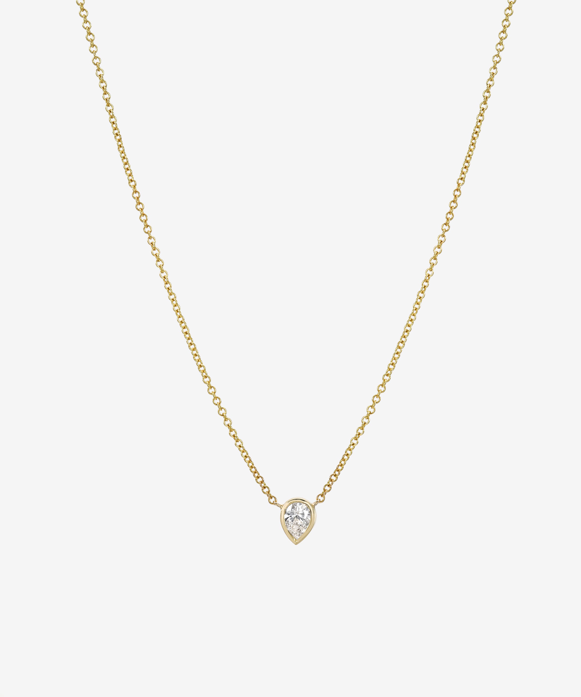 Pear Diamond Bezel Necklace Zoe Lev Jewelry