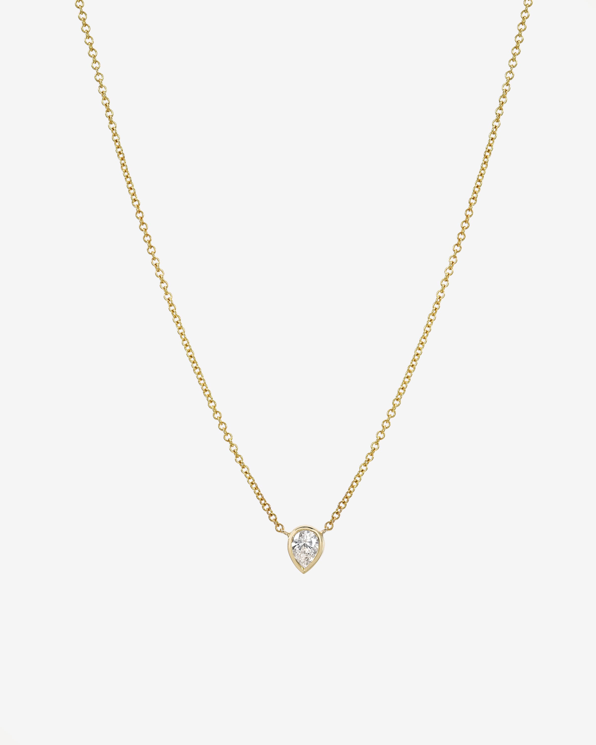 Pear Diamond Bezel Necklace Zoe Lev Jewelry