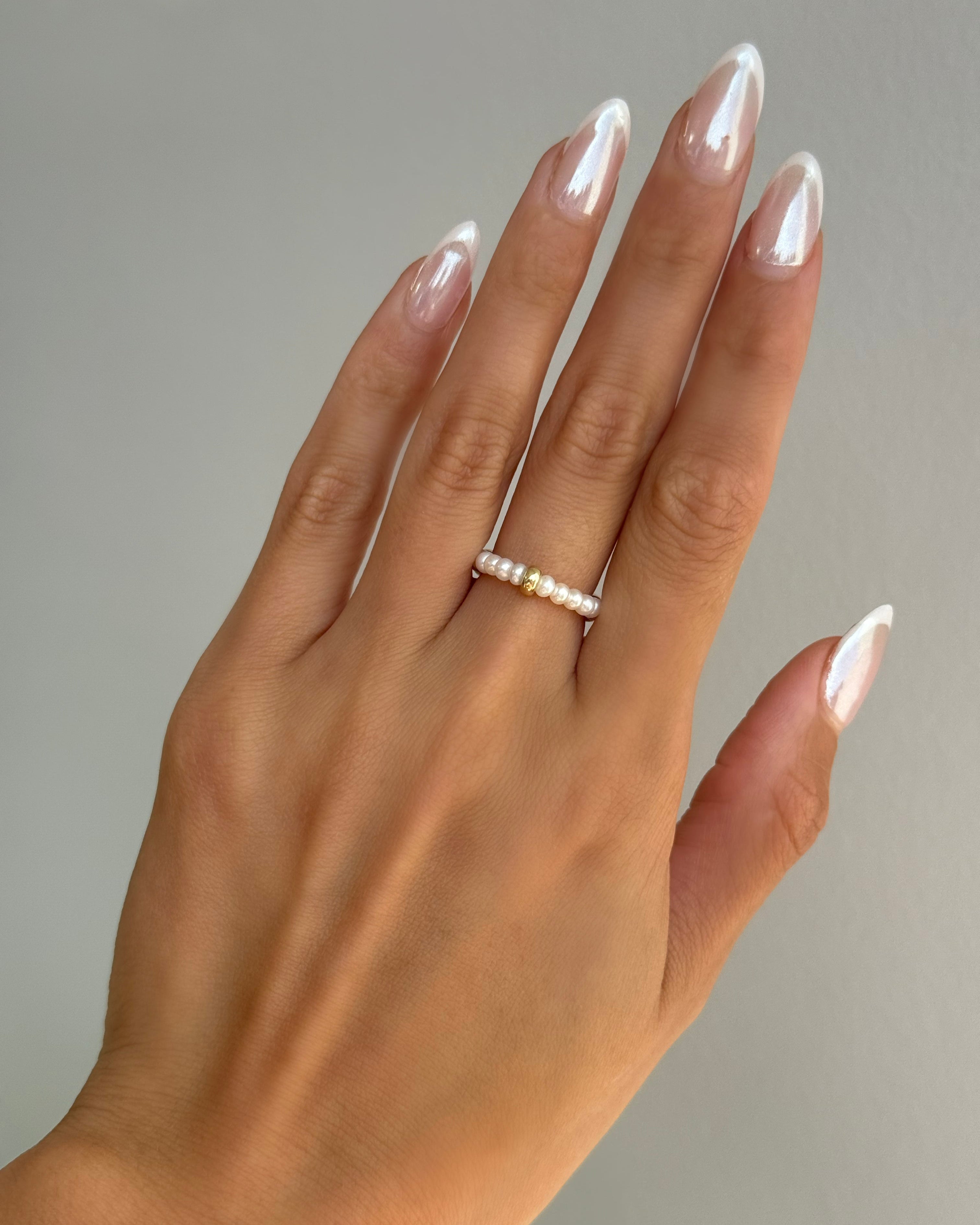 14K Gold Pearl Segment Ring Zoe Lev Jewelry