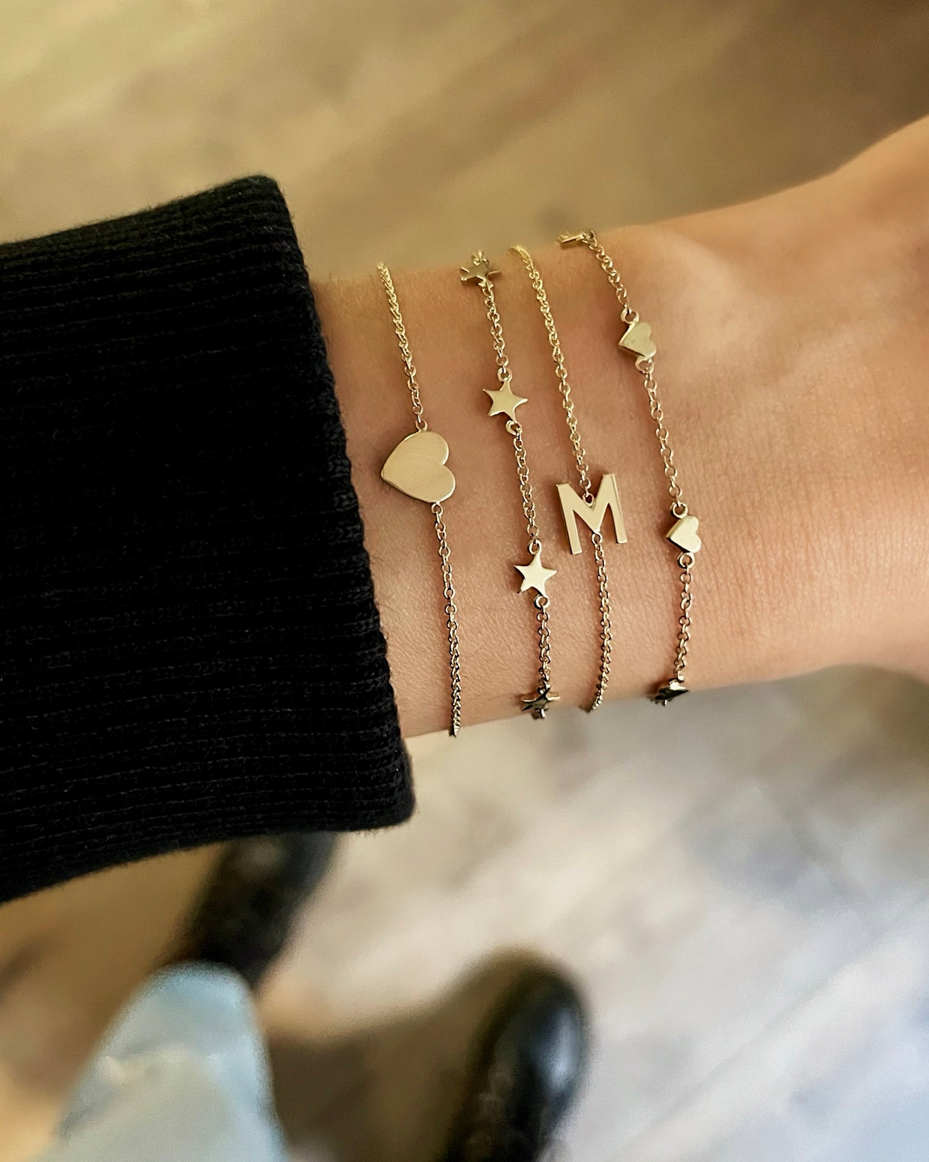 14k Gold Heart Bracelet Zoe Lev Jewelry