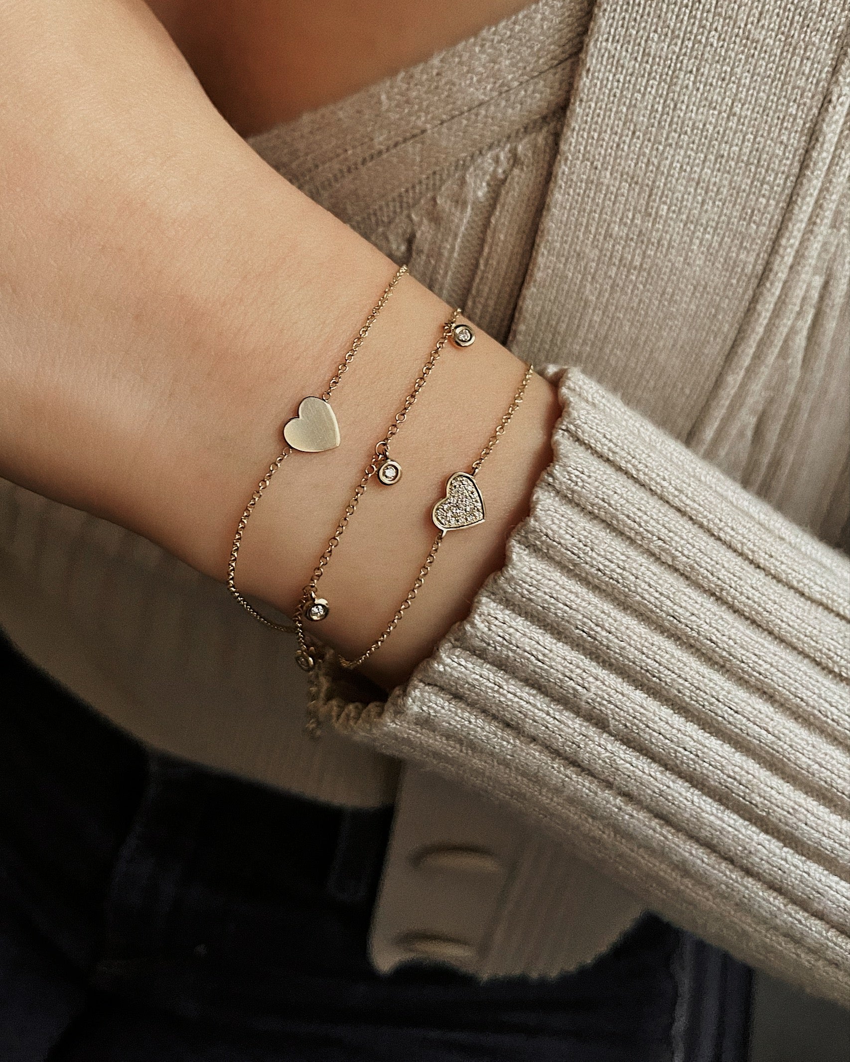 14k Gold Heart Bracelet Zoe Lev Jewelry