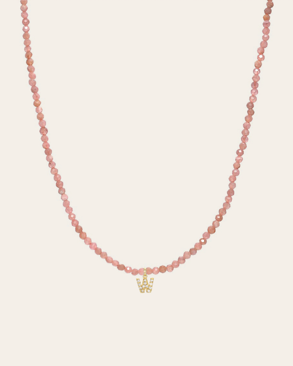 Pink Rhodochrosite Bead Necklace Personalized Zoe Lev Jewelry 14K Yellow Gold Yes let's customize it!