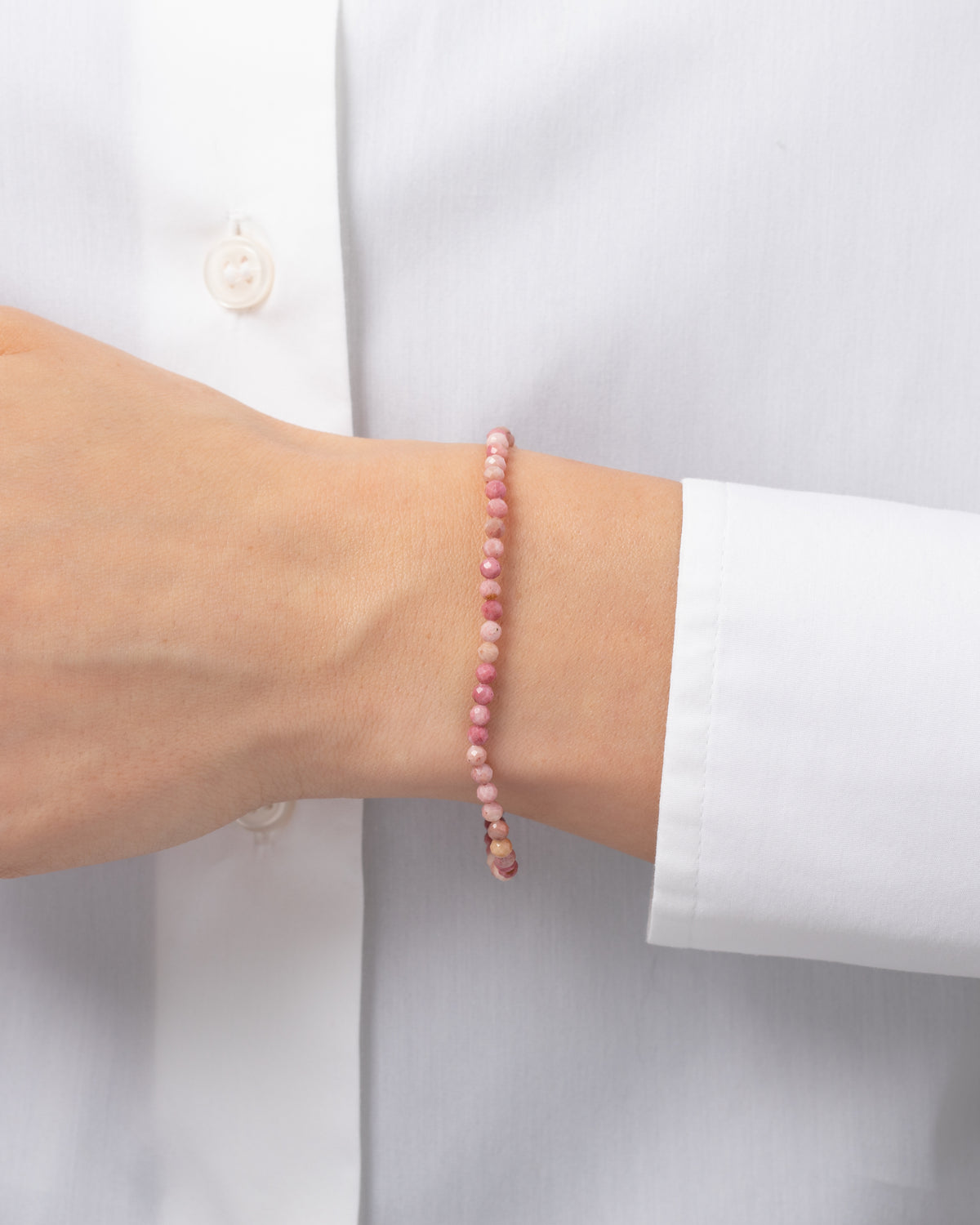 Pink Rhodochrosite Beaded Bracelet