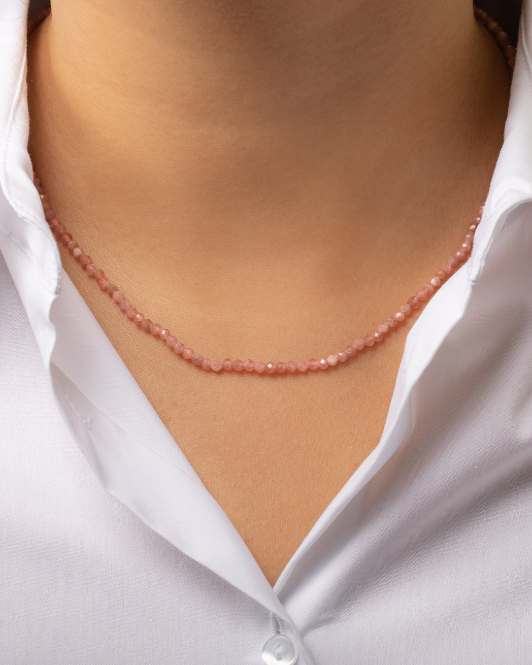 Pink Rhodochrosite Bead Necklace Personalized Zoe Lev Jewelry