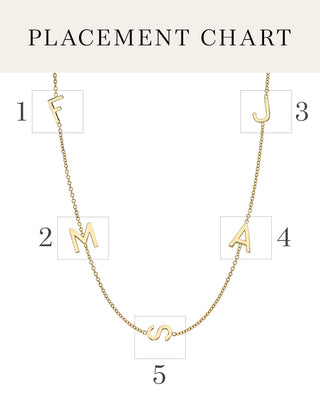 14k Gold Asymmetrical Multiple Initials Necklace