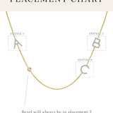 Diamond Asymmetrical Initial and Bezel Necklace Personalized Zoe Lev Jewelry