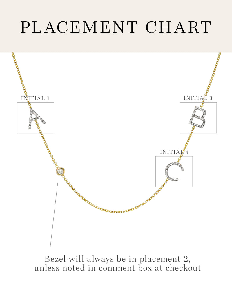 Diamond asymmetrical initial and bezel necklace Clearance