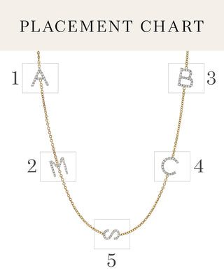 Diamond Asymmetrical Multiple Initials Necklace