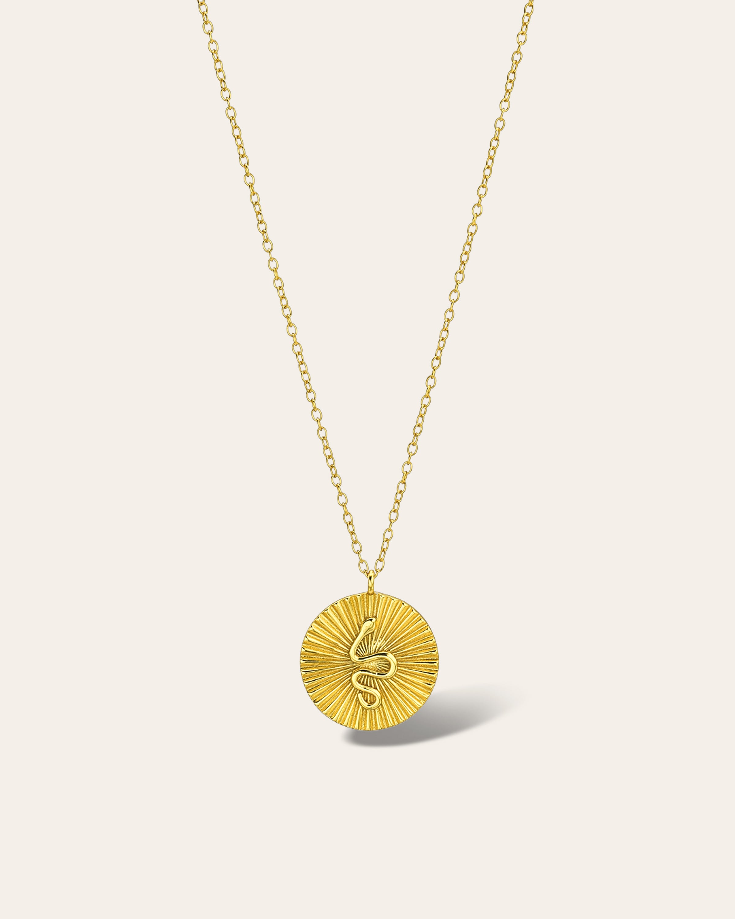 Pleated Disc Snake Necklace Vermeil Zoe Lev Jewelry