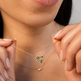 Diamond Framed Small Pleated Heart Necklace Zoe Lev Jewelry