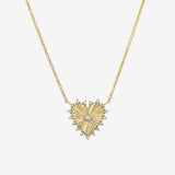 Diamond Framed Small Fluted Heart Necklace Zoe Lev Jewelry