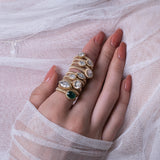 14k Gold Lab Emerald Oval Pleated Ring Zoe Lev Jewelry