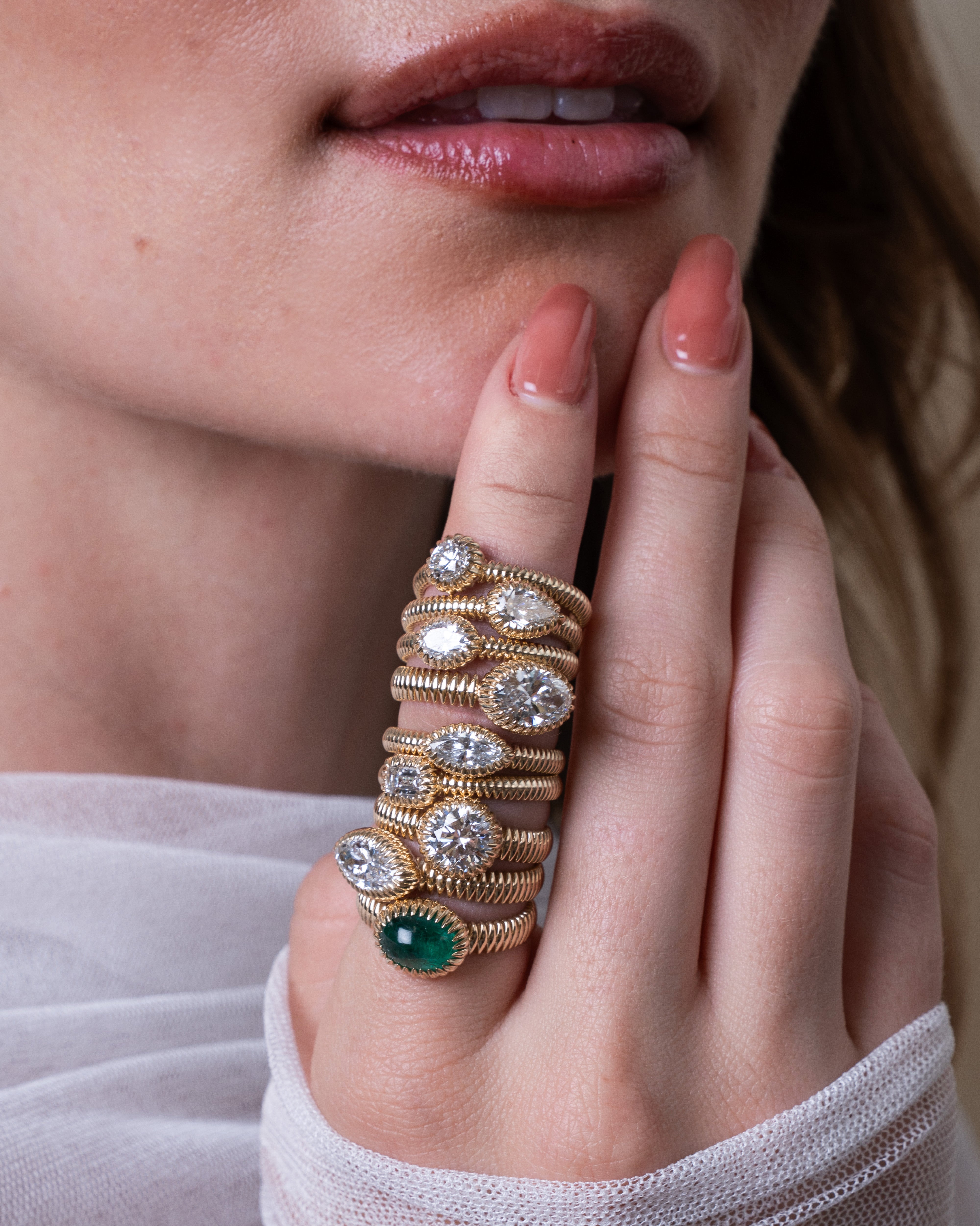 Lab Diamond Large Oval Pleated Ring Zoe Lev Jewelry