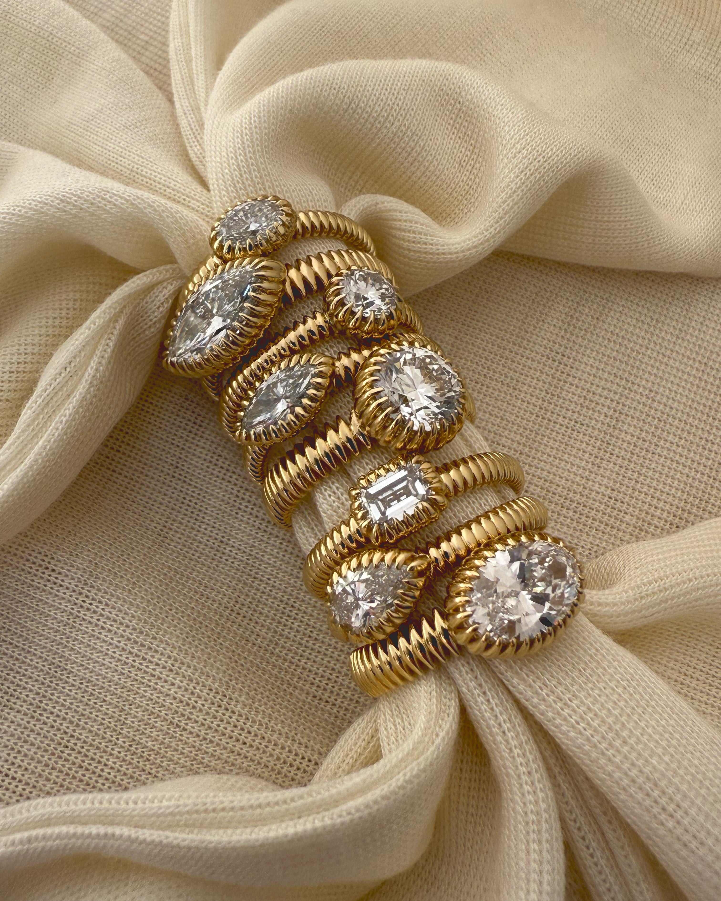 Lab Diamond Pear Pleated Ring Zoe Lev Jewelry