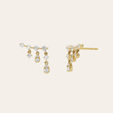 Prong Diamond Drop Chain Stud Earrings Zoe Lev Jewelry