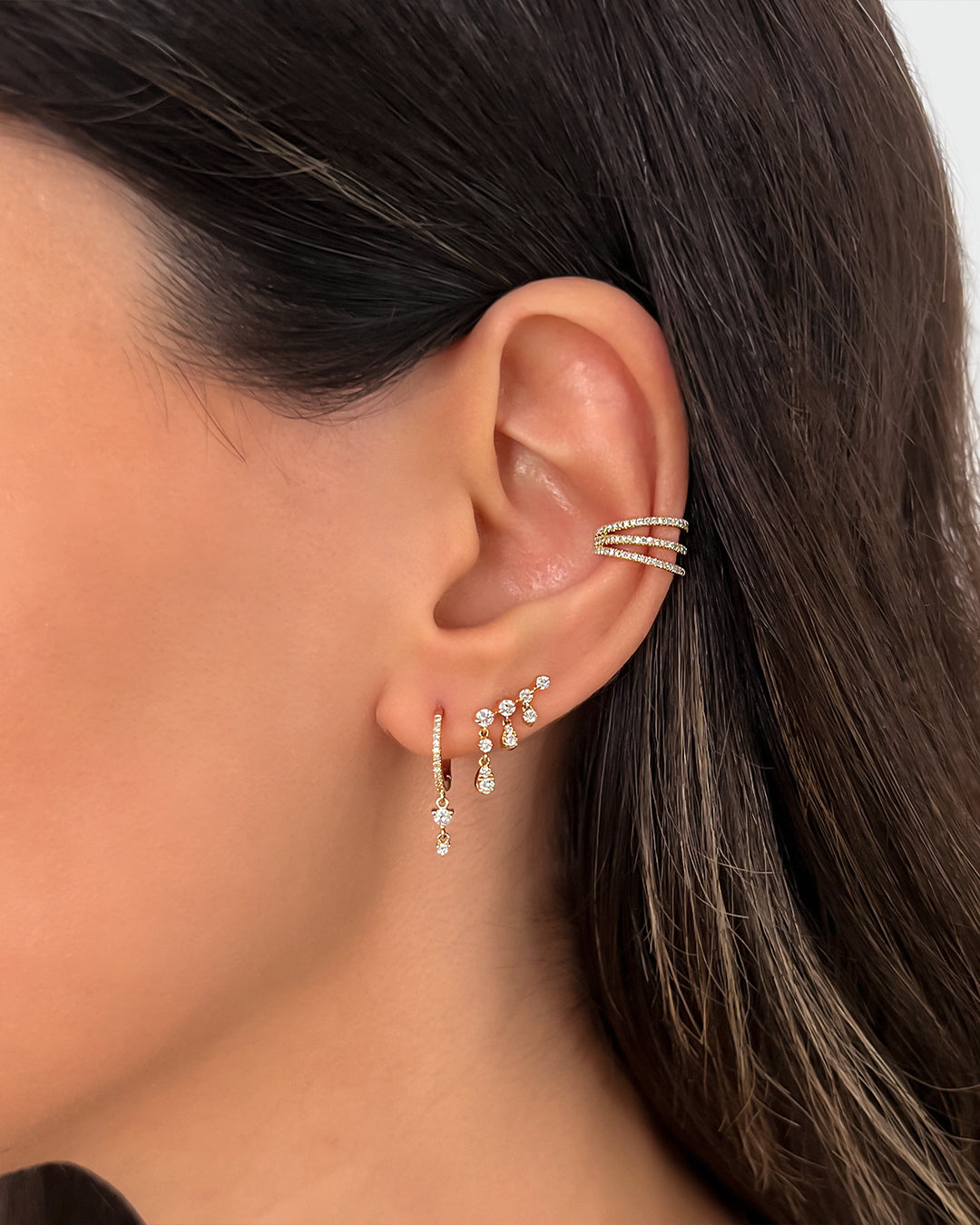 Prong Diamond Drop Chain Stud Earrings Zoe Lev Jewelry