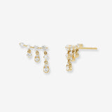 Prong Diamond Drop Chain Stud Earrings Zoe Lev Jewelry