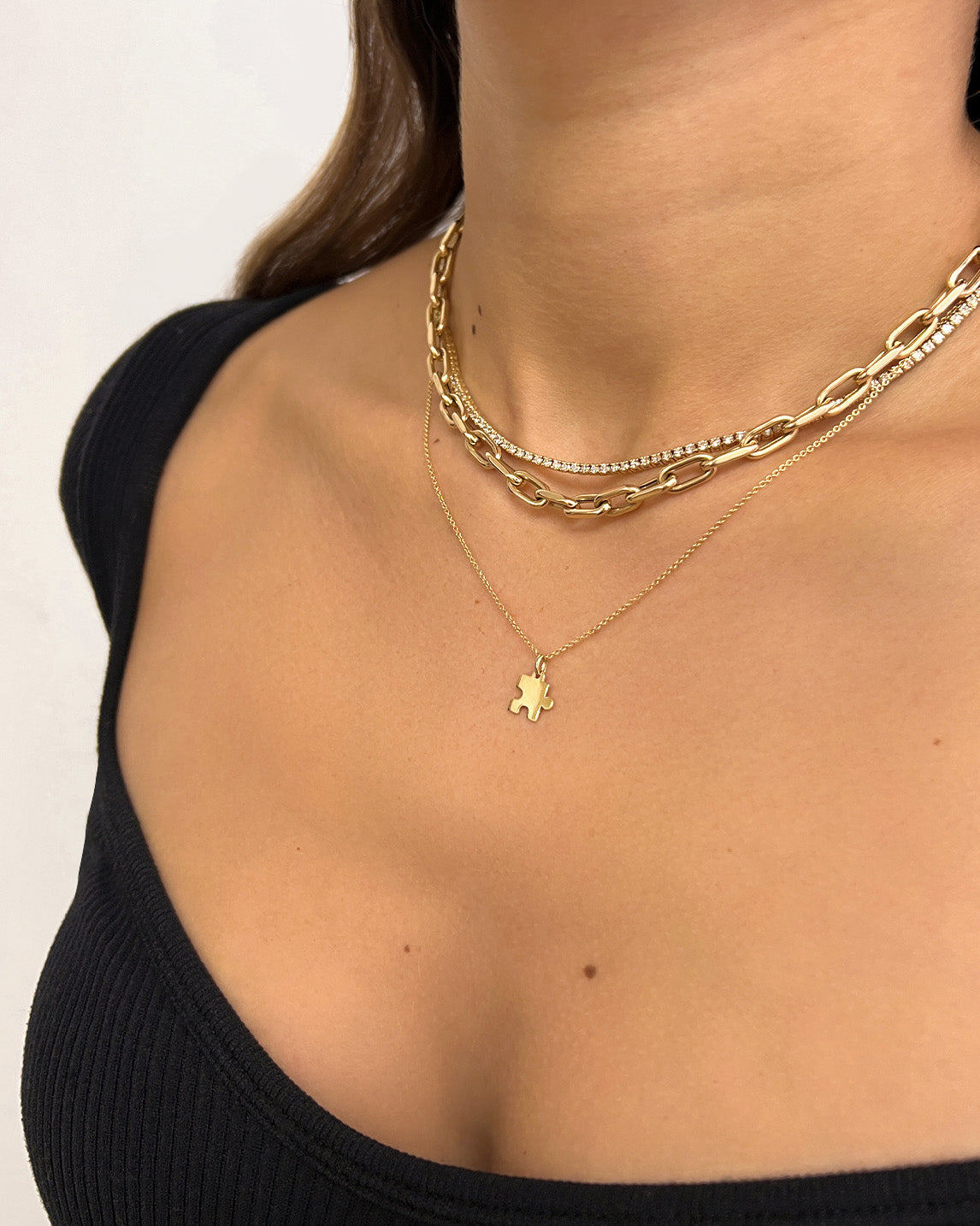 14K Gold Puzzle Piece Necklace Zoe Lev Jewelry